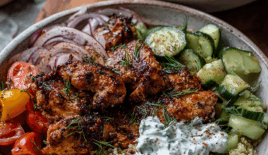 Greek Lemon Chicken Bowls with Quinoa & Tzatziki