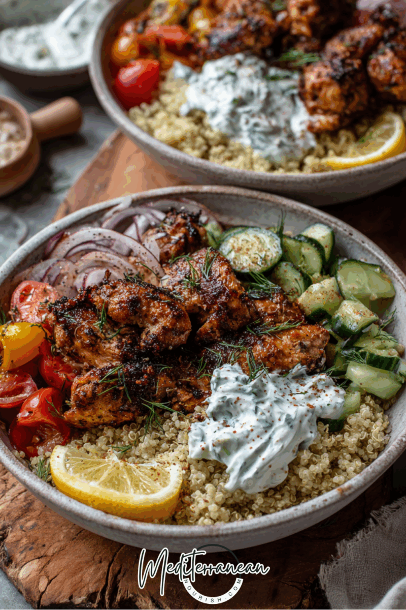 Greek Lemon Chicken Bowls with Quinoa & Tzatziki