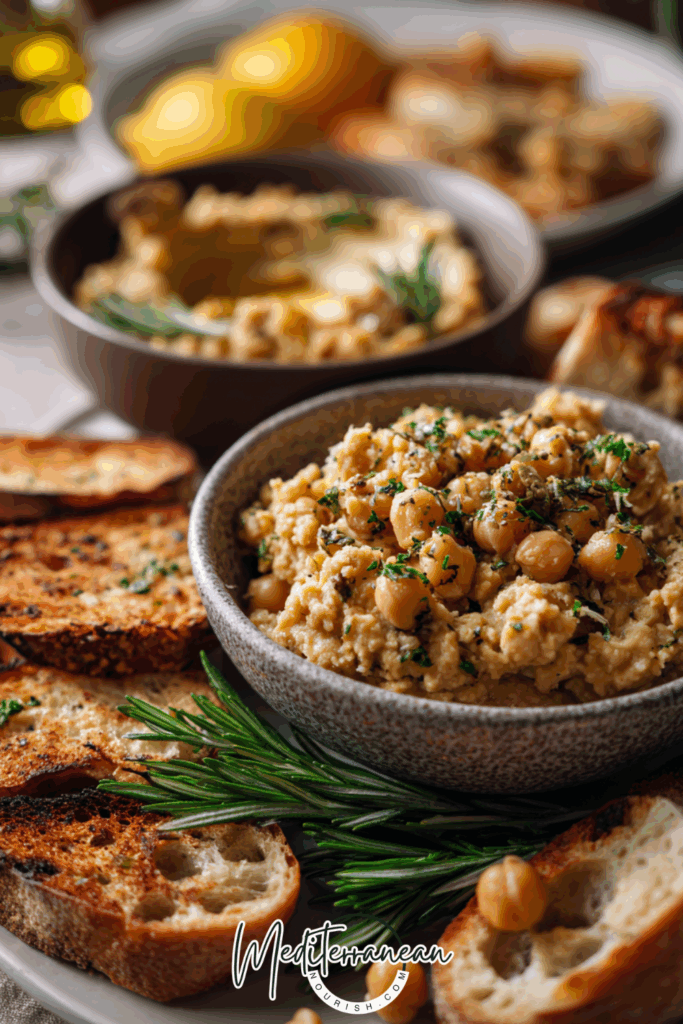 Garlic & Herb Smashed Chickpeas with Olive Oil