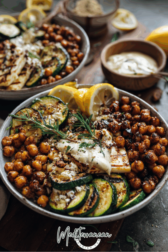 Grilled Halloumi & Chickpea Bowls