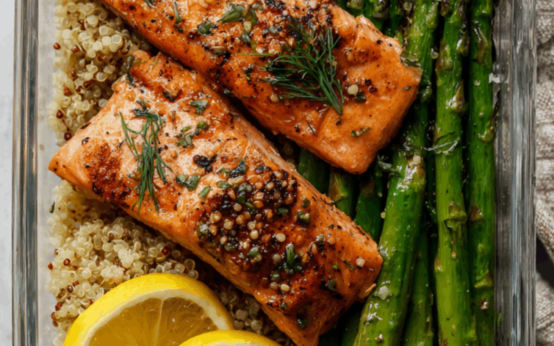 Lemon Herb Salmon with Quinoa & Asparagus