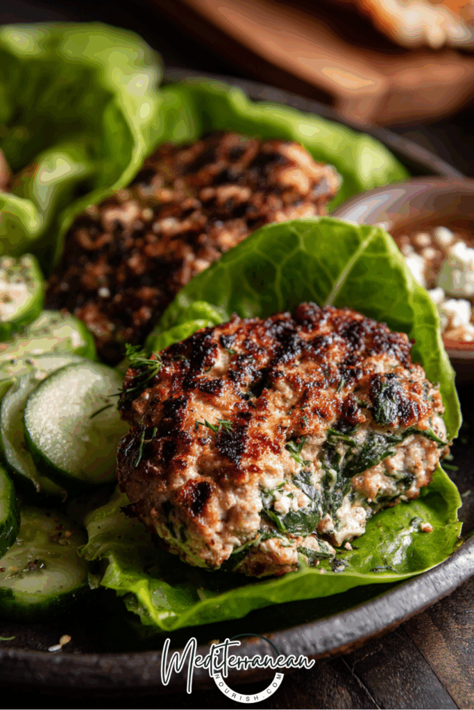 Greek Turkey Burgers with Feta & Spinach