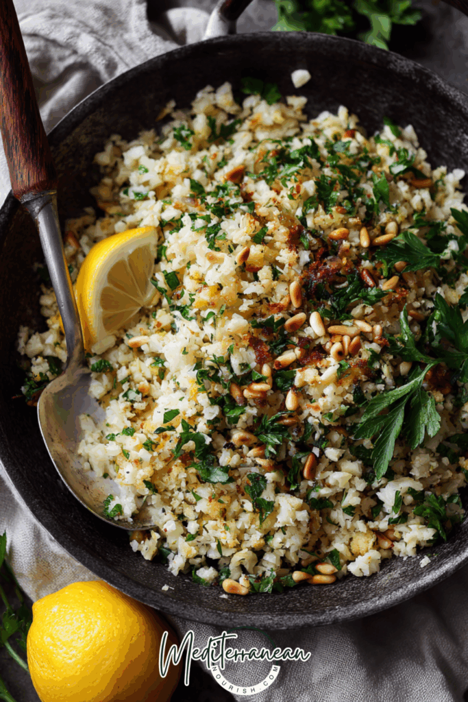 Lemon-Garlic Cauliflower Rice with Parsley