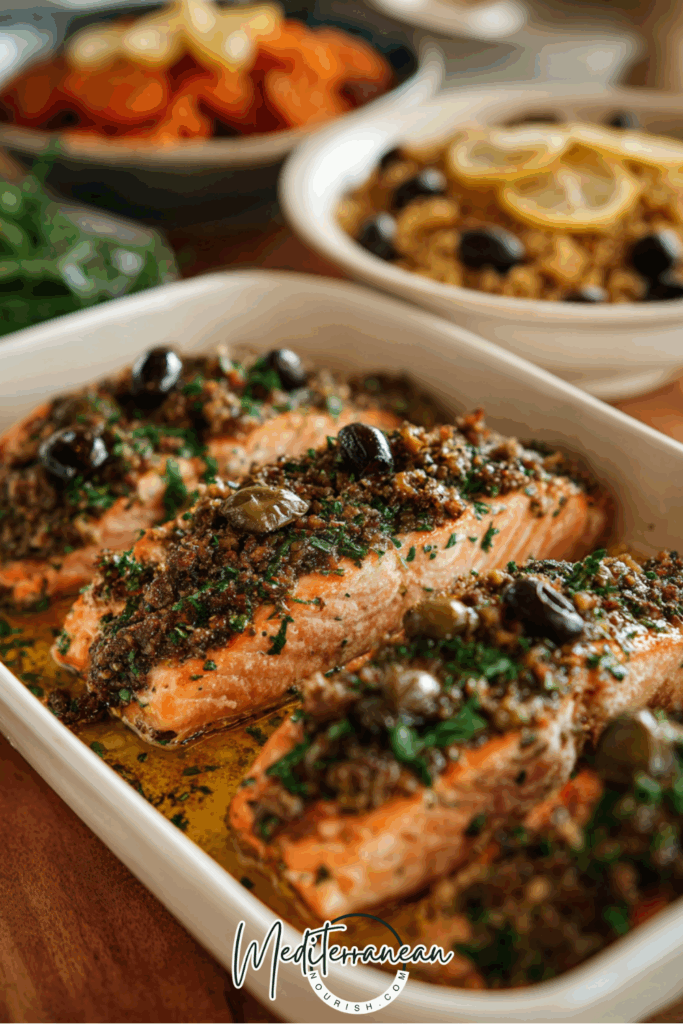 Baked Salmon with Olive Tapenade