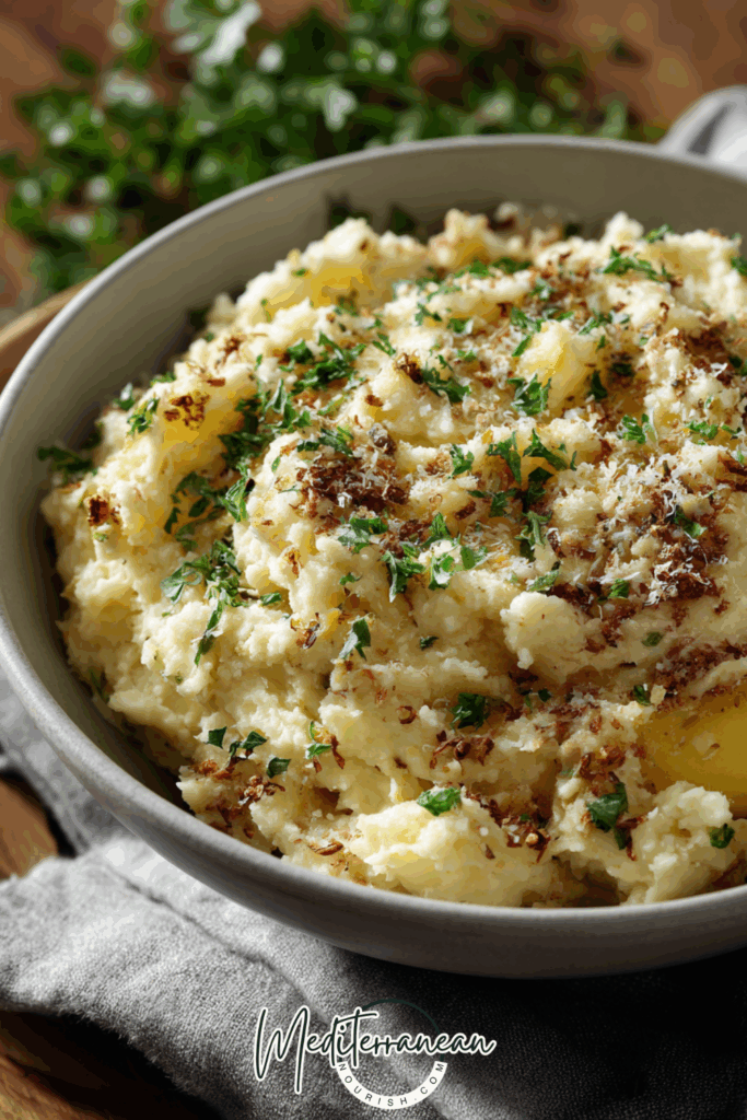 Garlic-Parmesan Mashed Cauliflower & Potatoes