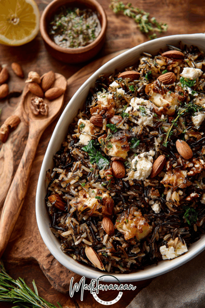 Greek-Style Wild Rice Stuffing with Spinach & Feta