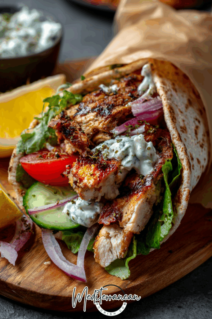 Greek-Style Wrap with Chicken, Tzatziki & Veggies