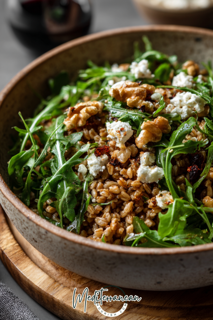 Farro Salad with Arugula, Feta & Walnuts