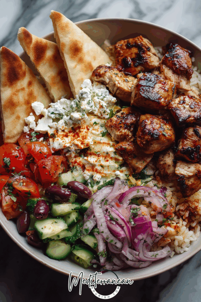 Chicken Souvlaki Bowl with Greek Salad