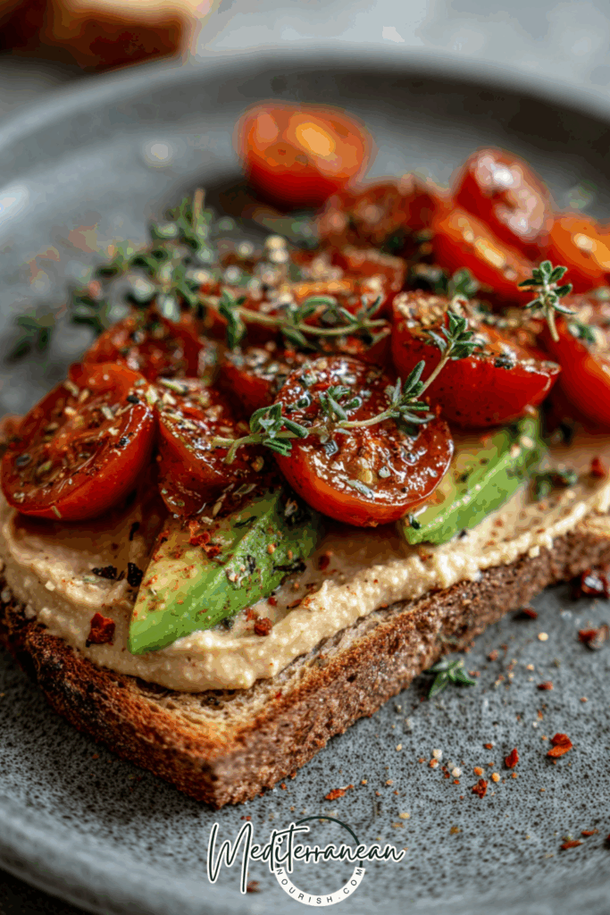 Hummus-Avocado Toast with Cherry Tomatoes
